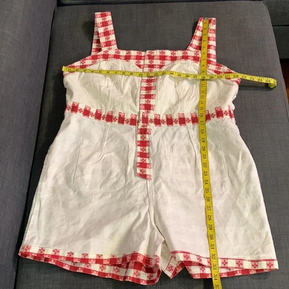 Rachel Antonoff Daisy Gingham Romper Red White Size 4 Picnic Checkered Vacation - Picture 14 of 16